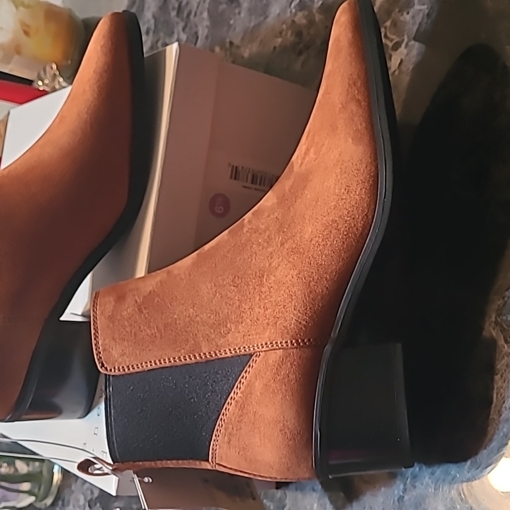 New in box! Womens 6.5 A New Day Gwen brown memory foam slip on ankle boots